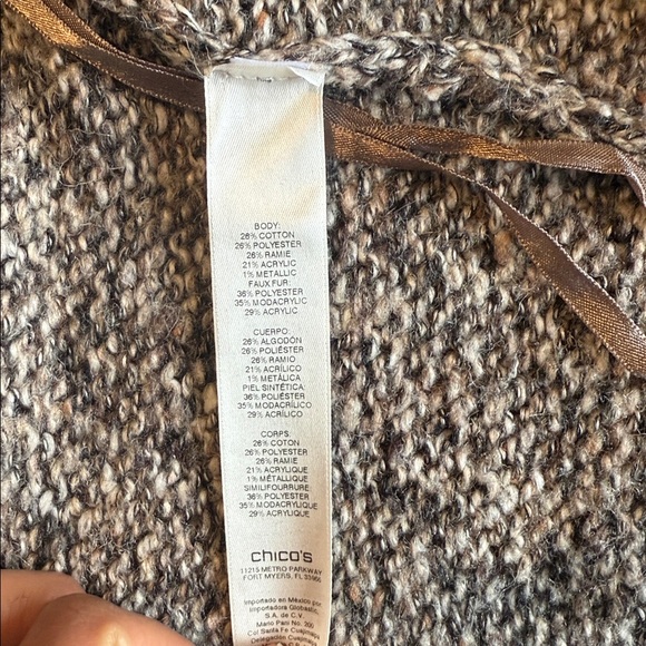 Chico's Faux Fur Collar Knit Vest - Picture 9 of 9